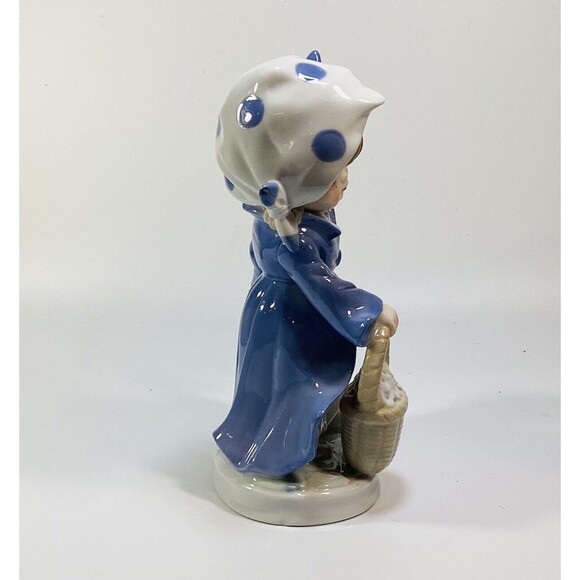 Porcelain Arnart KPM Young Girl With Umbrella and Flower Basket Figurine - Picture 5 of 5